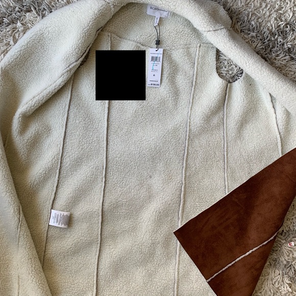 NWT BCBG Faux Shearling Long Vest - Picture 5 of 8